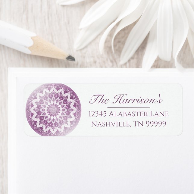 Pink Lace Mandala Wedding Address Label (Insitu)