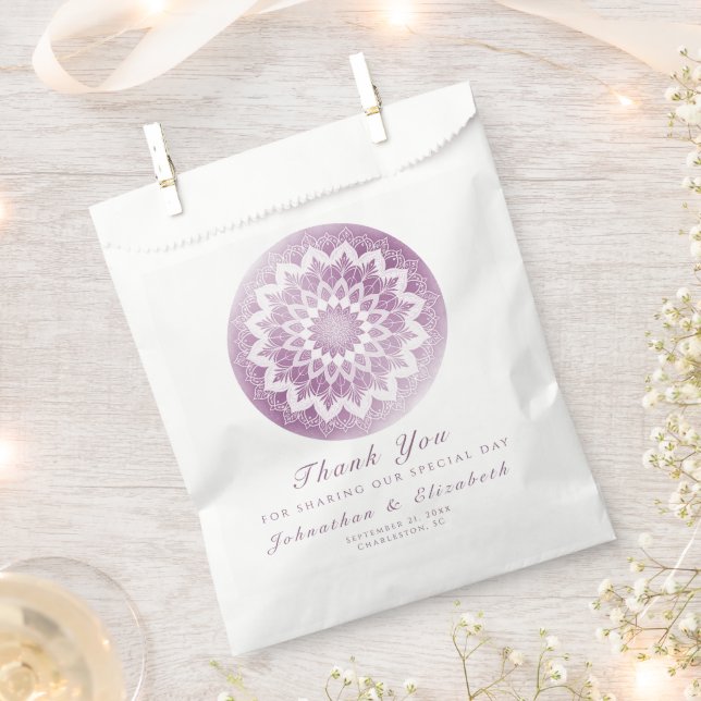 Pink Lace Mandala Wedding Favor Bag (Clipped)