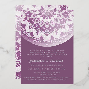 Pink Lace Mandala Wedding Foil Invitation