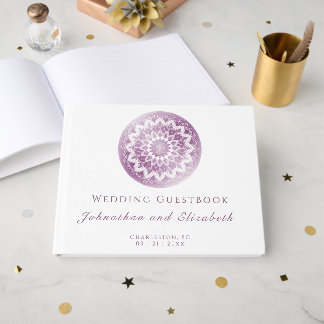 Pink Lace Mandala Wedding Guest Book
