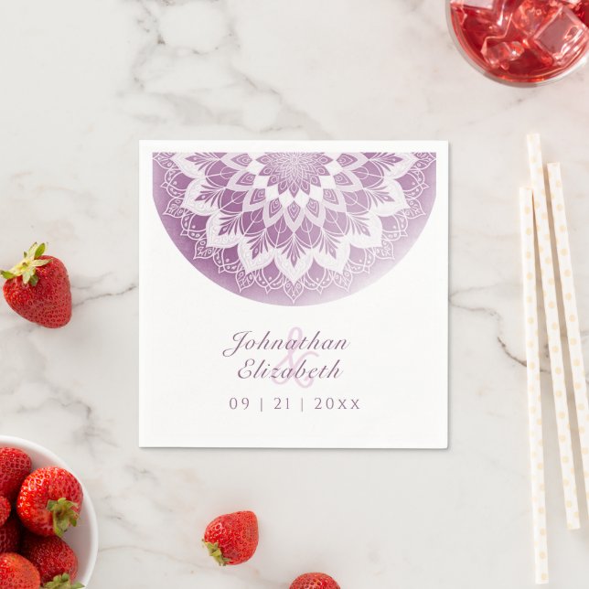 Pink Lace Mandala Wedding Napkins (Insitu)