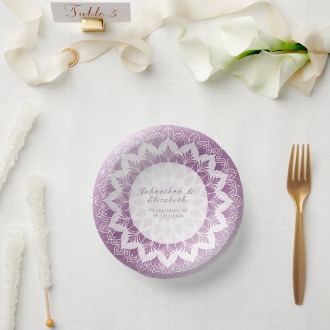 Pink Lace Mandala Wedding Paper Bowls (Wedding)