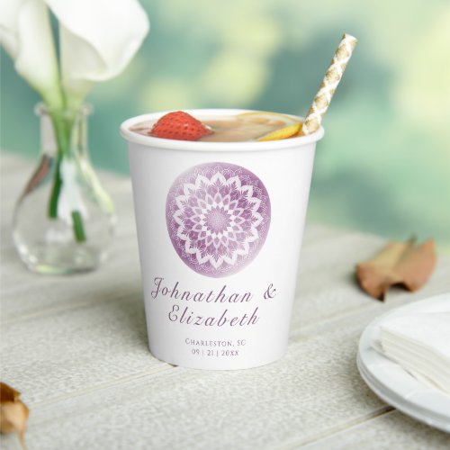 Pink Lace Mandala Wedding Paper Cups