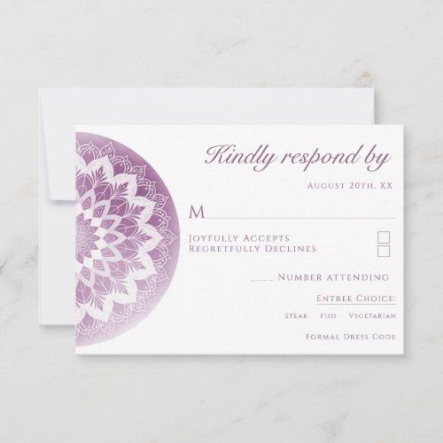 Pink Lace Mandala Wedding RSVP Card