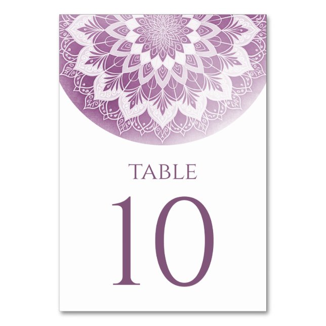 Pink Lace Mandala Wedding Table Number (Front)