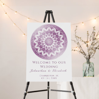Pink Lace Mandala Wedding Welcome Foam Board