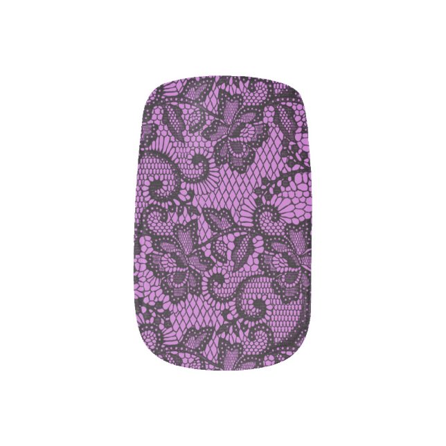 Pink Lace Minx Nail Art (Left Thumb)