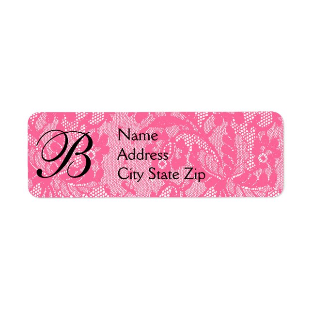 Pink lace monogram label (Front)