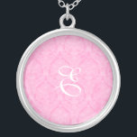 Pink Lace Monogram Sterling Silver Neklace Plated Necklace<br><div class="desc">Beautiful  Lace Sterling Silver Necklace - background color can be changed..  Great as a wedding favor,  wedding gift,  birthday gift or holiday gift.</div>