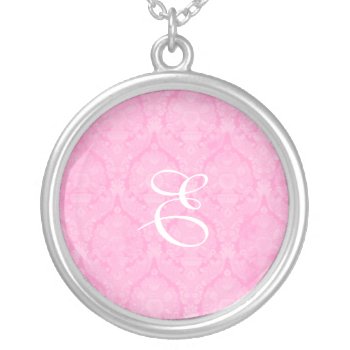 Pink Lace Monogram Sterling Silver Neklace Silver Plated Necklace by EnduringMoments at Zazzle