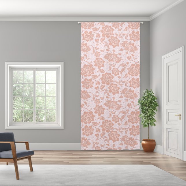 Pink Lace  peony floral Blackout Curtains (Wide)