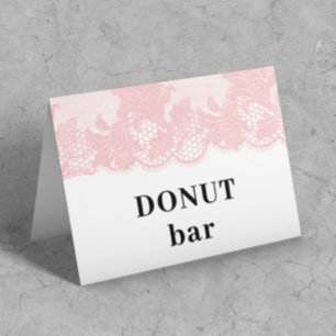 Pink Lace  Popcorn Bar Tent Cards
