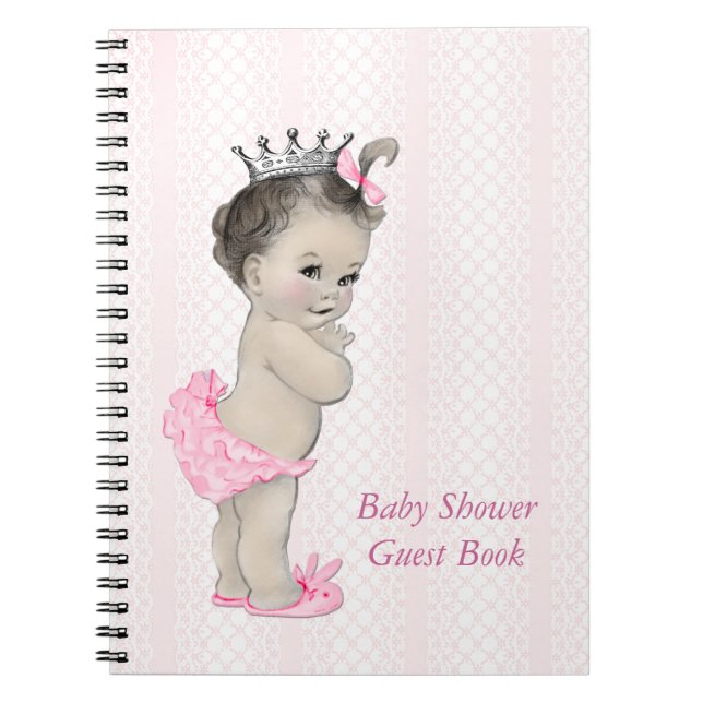 Pink Lace Princess Baby Shower Guest Book (Front)