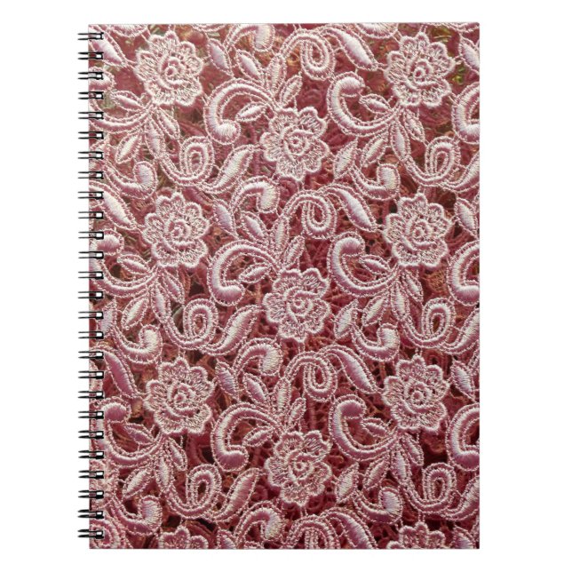 Pink lace, vintage roses pattern. notebook (Front)
