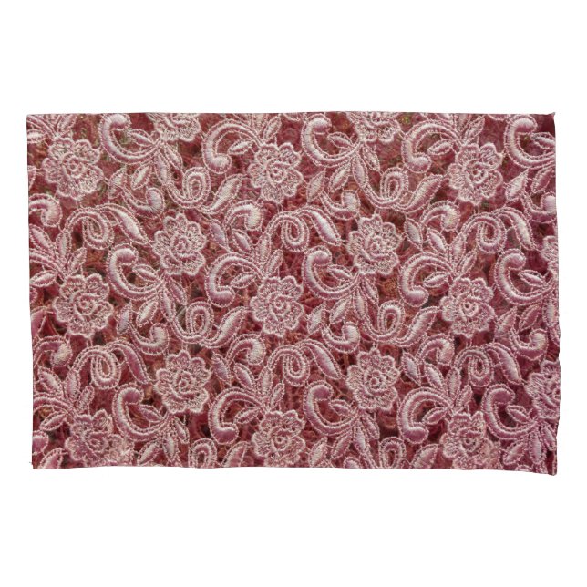 Pink lace, vintage roses pattern. pillow case (Front)