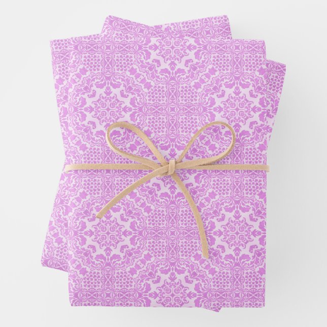 Pink Lace Wrapping Paper Sheets (In situ)