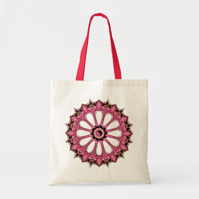 Pink Lace Yin Yang Mandala Flower Bag (Front)