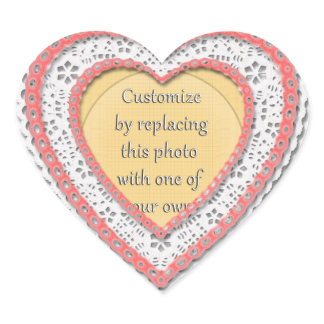 Pink Laced Heart Frame Valentine's Day Heart Sticker