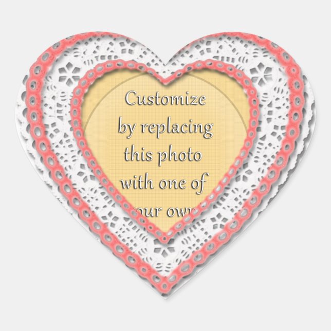 Pink Laced Heart Frame Valentine's Day Sticker (Front)