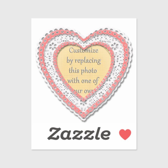 Pink Laced Heart Frame Valentine's Day Sticker (Sheet)