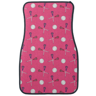 Pink lacrosse pattern car floor mat