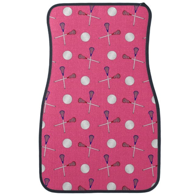 Pink lacrosse pattern car floor mat (Front)