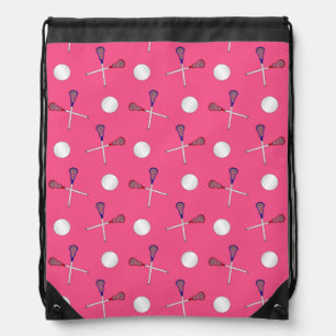 Pink lacrosse pattern drawstring bag