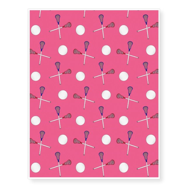 Pink lacrosse pattern temporary tattoos (Front)