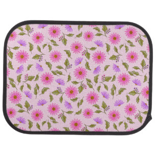 Pink Lacy Daisy Personalized Set of Car Mats