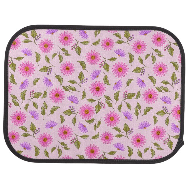 Pink Lacy Daisy Personalized Set of Car Mats (Rear)