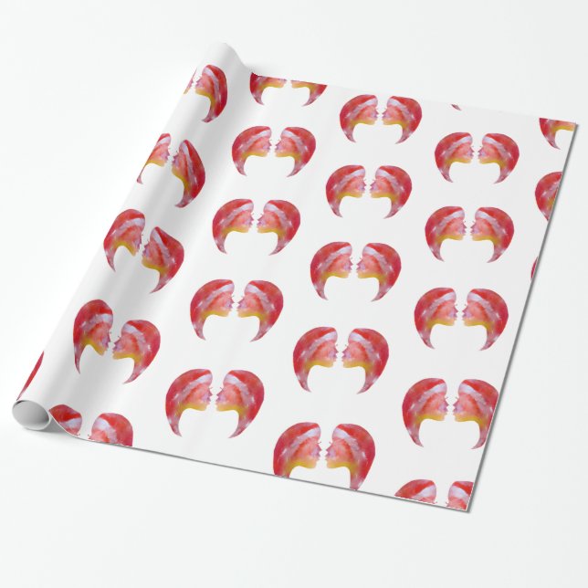 Pink Ladies, Gemini Watercolor Wrapping Paper (Unrolled)