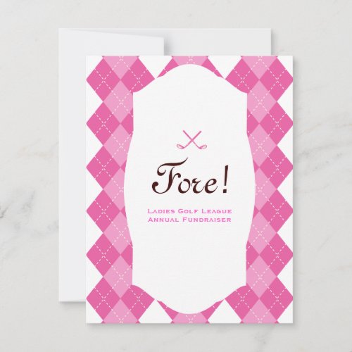 Pink Ladies Golf Party Argyle Invitation