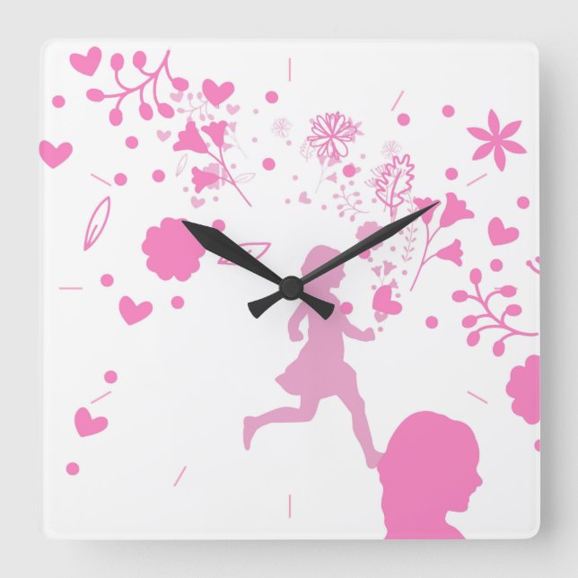 Pink Lady 2. Square Wall Clock (Front)