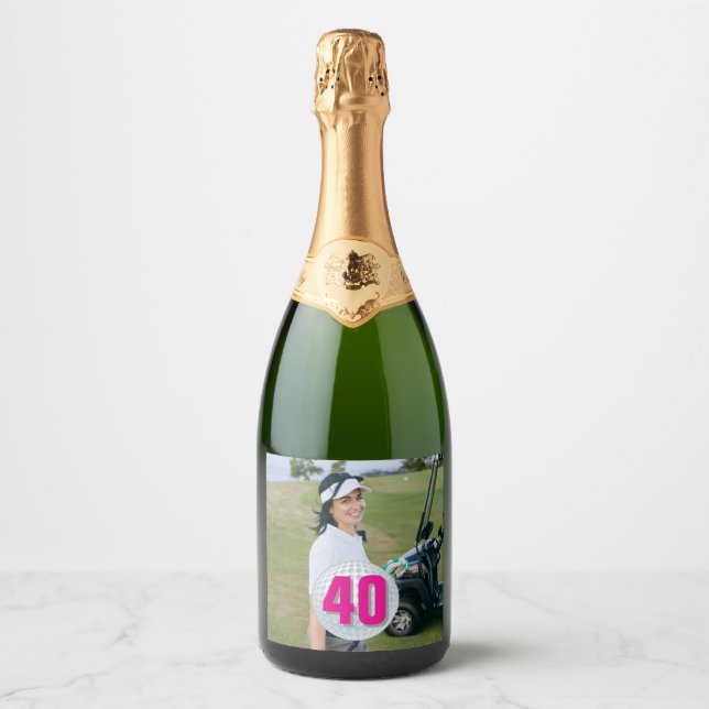  PINK LADY Birthday Golf Bash! Sparkling Wine Label (Front)