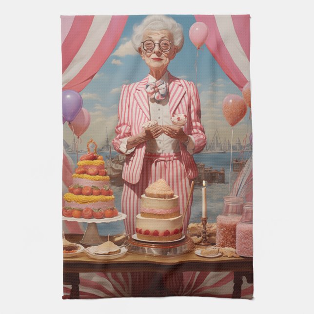 Pink Lady Birthday Party Kitchen Towel (Vertical)