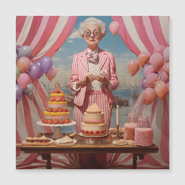 Pink Lady Birthday Party Magnetic Invitation (Front)