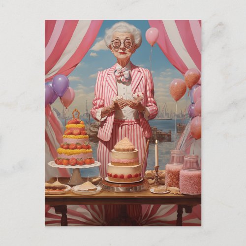 Pink Lady Birthday Party Postcard