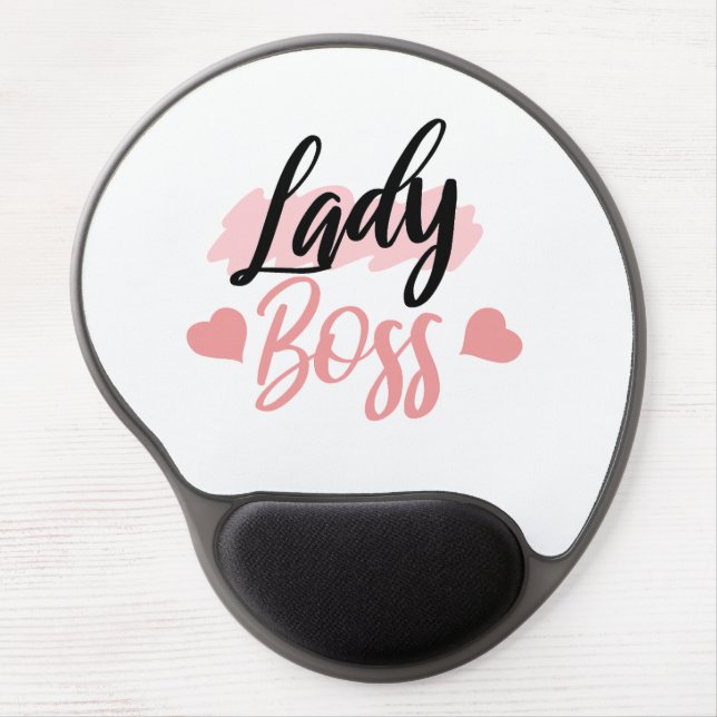 Pink lady boss wording  gel mouse pad (Front)