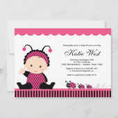 Pink Lady Bug Baby Shower Invitation (Front)