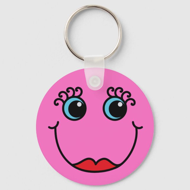 Pink Lady Face Keychain (Front)