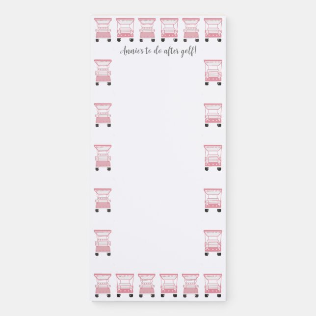 Pink Lady Golf Carts Personalized Notepad (Front)