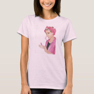 Pink Lady Handpainted art print  T-shirt Tank top