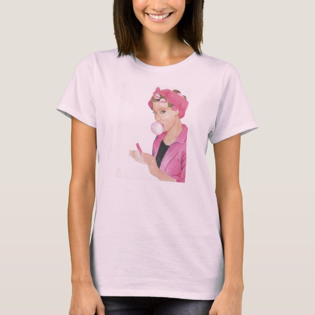 Pink Lady Handpainted art print  T-shirt Tank top (Front)