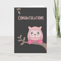 Pink lady owl congratulations card