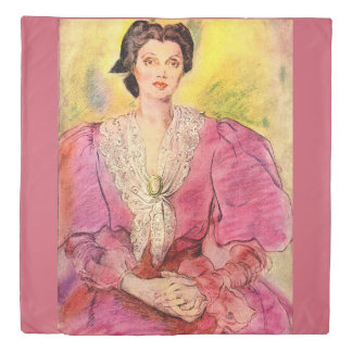 pink lady print duvet cover