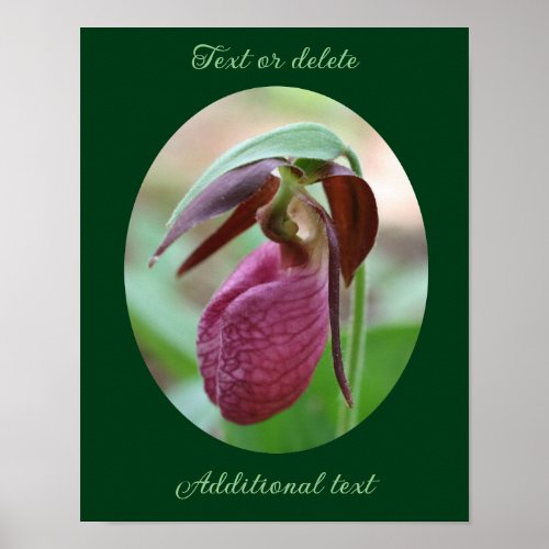 Pink Lady Slipper Flower Add Your Text Poster