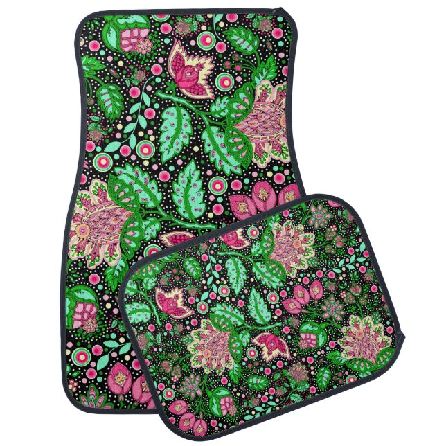 Pink Lady Slipper Flower NH State Wildflower Car Floor Mat (Set)
