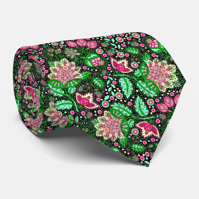 Pink Lady Slipper Flower NH State Wildflower Neck Tie (Rolled)