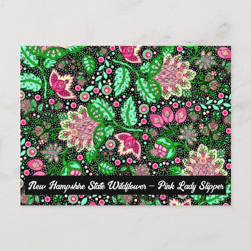 Pink Lady Slipper Flower NH State Wildflower Postcard