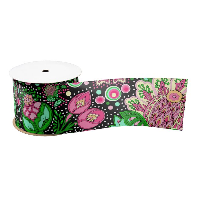 Pink Lady Slipper Flower NH State Wildflower Satin Ribbon (Spool)